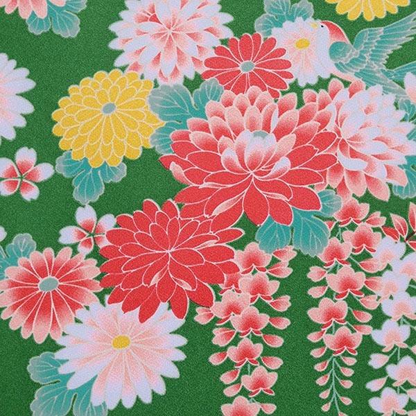国内送料無料 中古品 ジュニア用 振袖単品 緑 菊と藤の花 仕立て上がり 襦袢プレゼント 小振袖 着物 子ども 子供 キッズ ジュニア 女の子 卒業式 小学校 メール便不可 Dprd Jatimprov Go Id