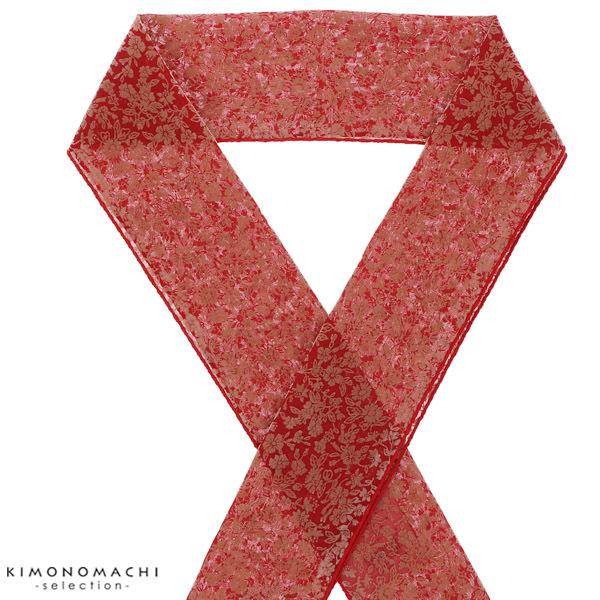 半衿 フロッキー 小花柄 「赤×ベージュ」 洒落半衿 半襟 洒落小物 成人式の振袖、卒業式の袴に 花柄 Wa de Modern 日本製 (メール便対応可)＜H＞ss2603wkm25 | ブランド登録なし