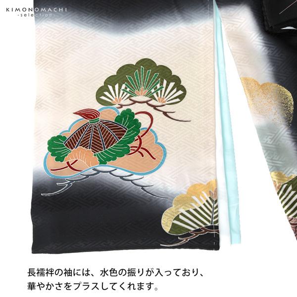 男の子のお宮参り産着 祝い着「黒地 虎に松」手書き友禅 熨斗目 のしめ