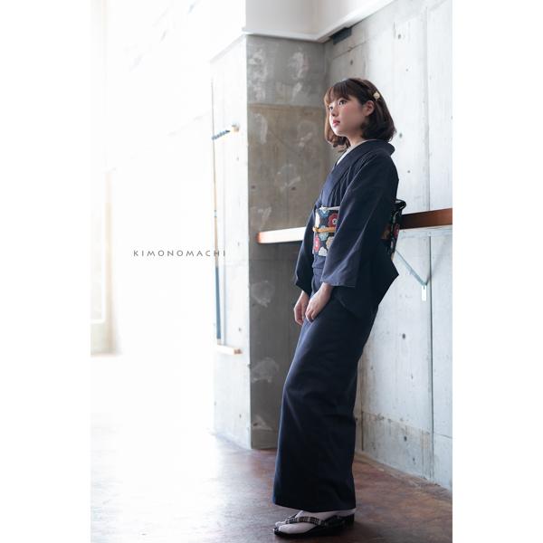 KIMONOMACHI 洗える着物 木綿着物 単品 「グレンチェック グレー