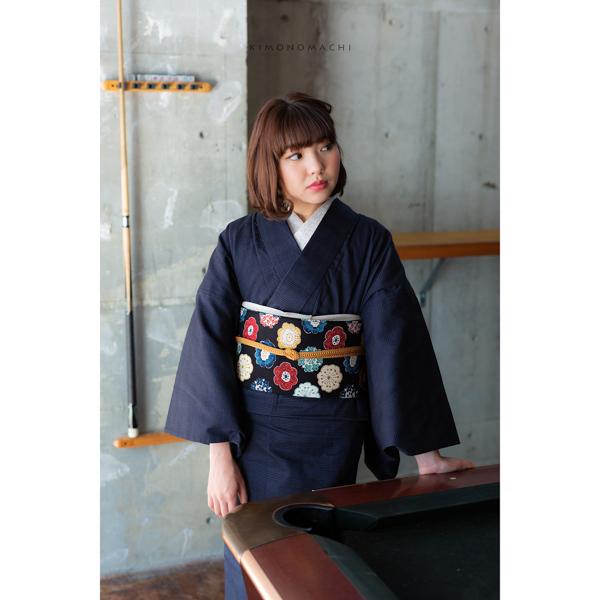 KIMONOMACHI 洗える着物 木綿着物 単品 「グレンチェック グレー