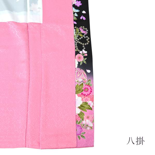 (新古品)お仕立て上がり 振袖単品 「黒地　八重桜、牡丹に手毬」 振り袖 着物 レディース 成人式 結婚式 結納 パーティー 晴れ着 (メール便不可)の画像