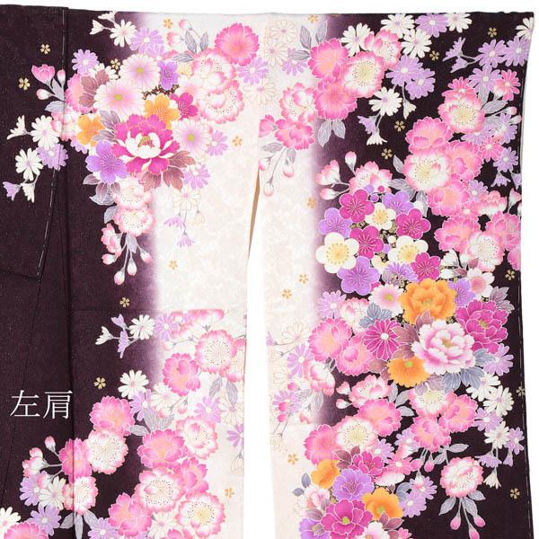 (新古品)お仕立て上がり 振袖単品 「アイボリー×マルーン　桜、牡丹の花束」 振り袖 着物 レディース 成人式 結婚式 結納 パーティー 晴れ着 (メール便不可)の画像
