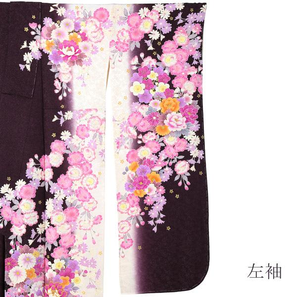 (新古品)お仕立て上がり 振袖単品 「アイボリー×マルーン　桜、牡丹の花束」 振り袖 着物 レディース 成人式 結婚式 結納 パーティー 晴れ着 (メール便不可)の画像