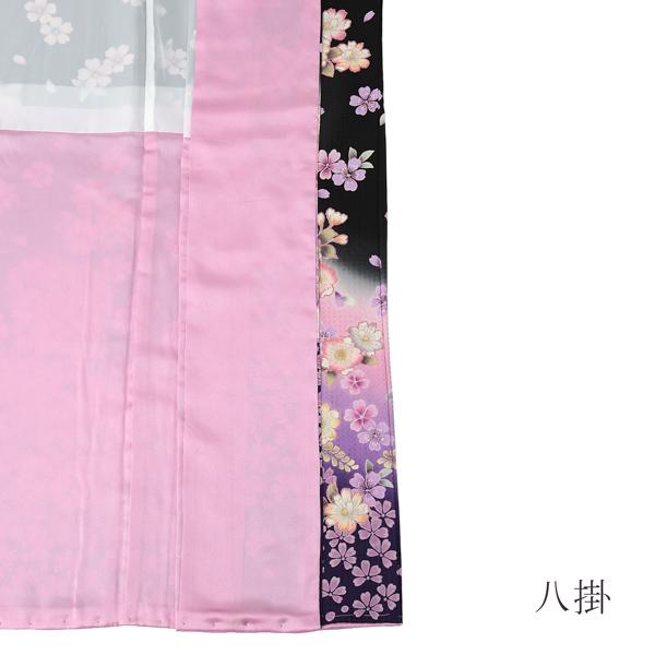 (新古品)お仕立て上がり 振袖単品 「黒地　桜、雪輪」 振り袖 着物 レディース 成人式 結婚式 結納 パーティー 晴れ着 (メール便不可)の画像