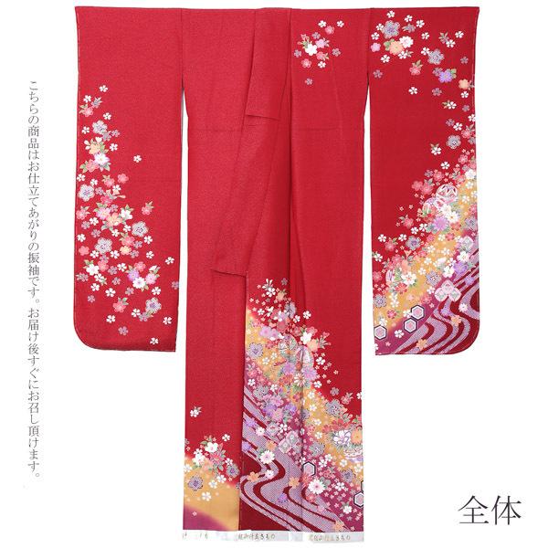 (新古品)お仕立て上がり 振袖単品 「赤地　銀通し　桜に手毬」 振り袖 着物 レディース 成人式 結婚式 結納 パーティー 晴れ着 (メール便不可)の画像
