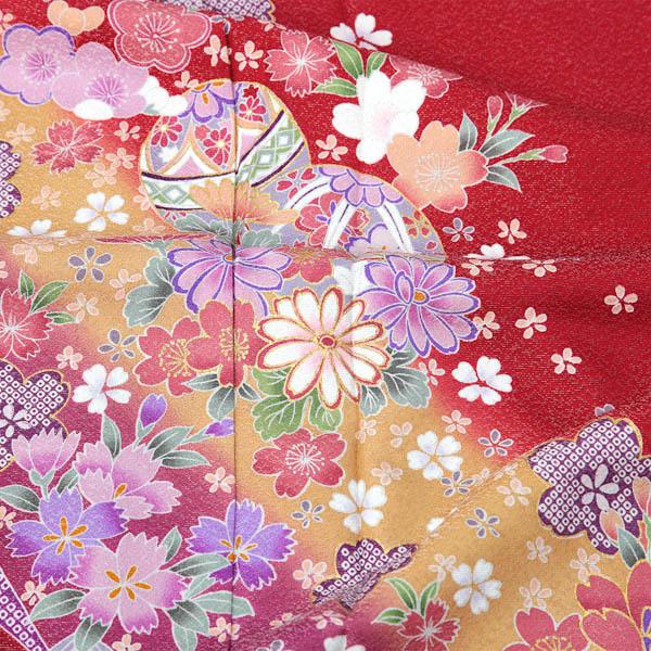 (新古品)お仕立て上がり 振袖単品 「赤地　銀通し　桜に手毬」 振り袖 着物 レディース 成人式 結婚式 結納 パーティー 晴れ着 (メール便不可)の画像
