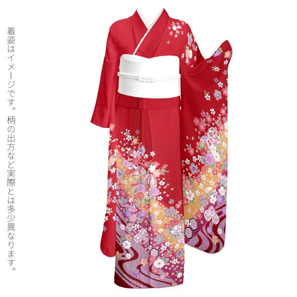 (新古品)お仕立て上がり 振袖単品 「赤地　銀通し　桜に手毬」 振り袖 着物 レディース 成人式 結婚式 結納 パーティー 晴れ着 (メール便不可)の画像
