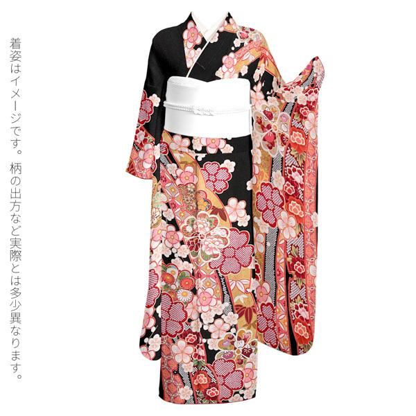 (新古品)お仕立て上がり 振袖単品 「黒地　雪芝に梅」 振り袖 着物 レディース 成人式 結婚式 結納 パーティー 晴れ着 (メール便不可)の画像