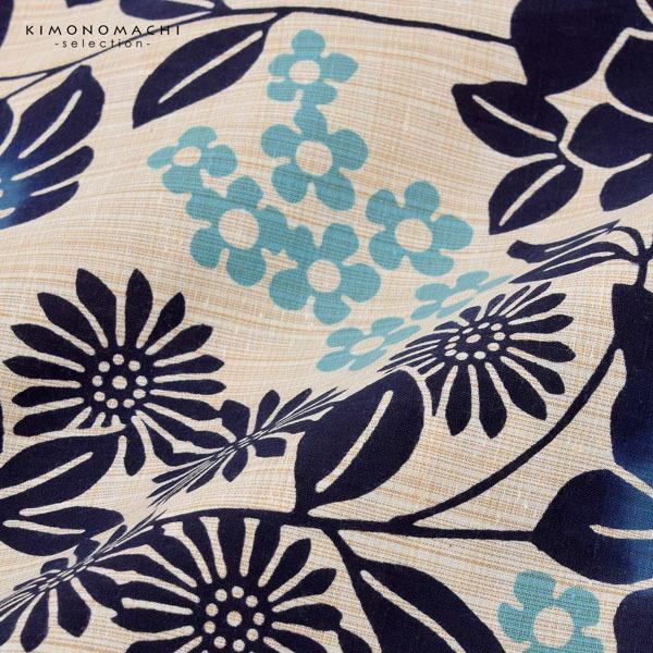 浴衣 レディース 単品 お仕立て上がり浴衣 プレタ「生成り色×紺 草花