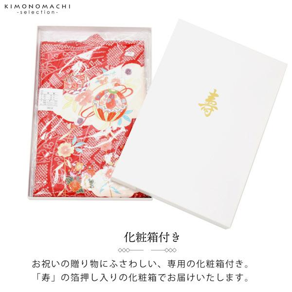女の子のお宮参り産着 祝い着 「白×ピンク 鈴に桜」 一つ身 一ツ身 初