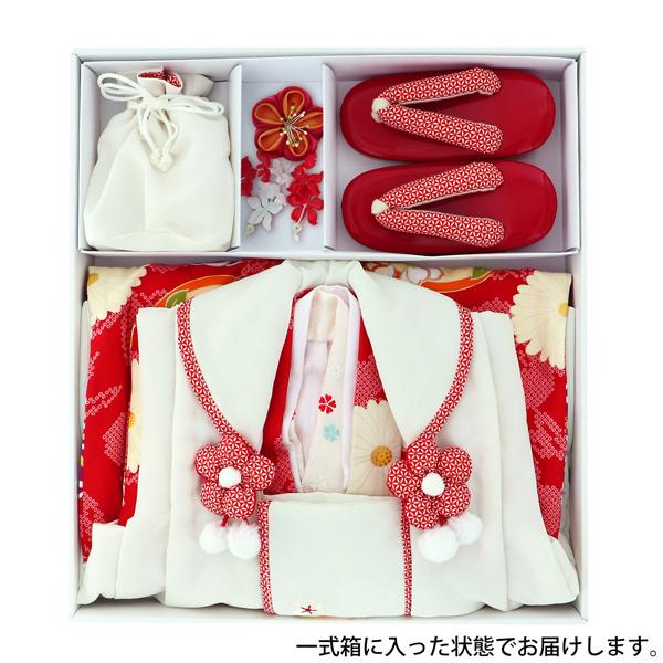 七五三 着物 3歳 女の子 ブランド被布セット komachi kids 「白、赤地