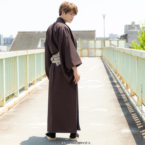 単衣　黒字に茶系のシックな紬 絣紬作務衣＜3番色 濃茶＞【和粋庵】（かすりつむぎさむえ） | 作務衣