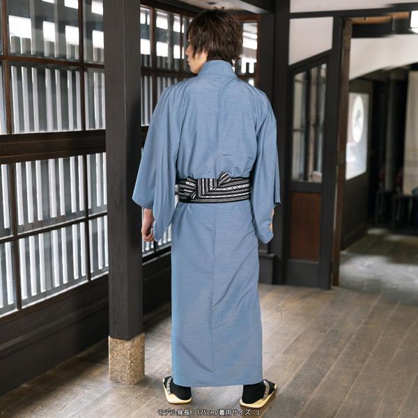 KIMONOMACHI 着物 男性 洗える着物 メンズ着物 単衣着物と角帯の2点