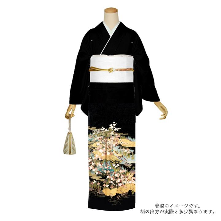 (訳アリ)黒留袖 お仕立て上がり 単品「御所解き文様」正絹 紋入れ代込み 留袖 結婚式 袷 プレタ 仕立てあがり(メール便不可)の画像