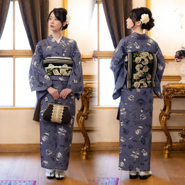 KIMONOMACHI 洗える着物 袷着物単品「アフタヌーンティー ウィスタリア