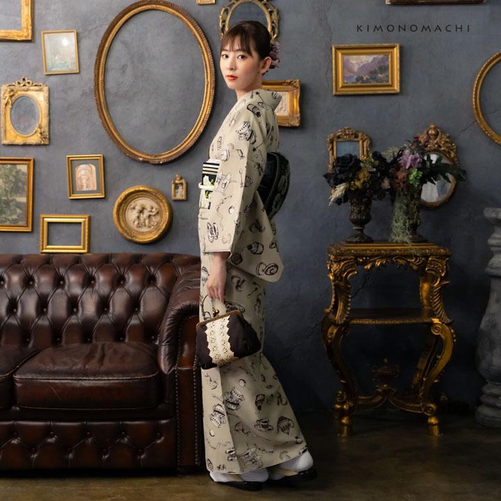 KIMONOMACHI 洗える着物 袷着物単品「アフタヌーンティー ベージュ