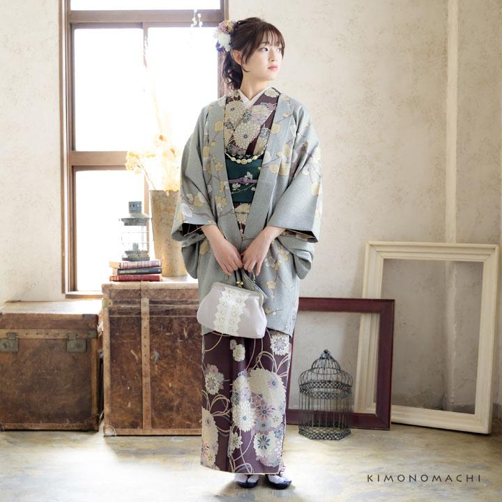 KIMONOMACHI 羽織 単品 オリジナル「梅が枝 白銅色」ポリエステル