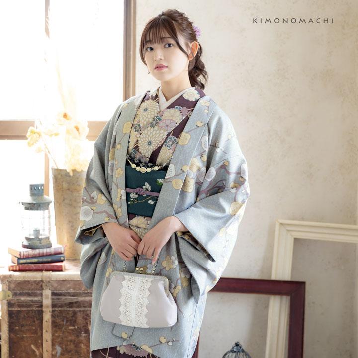 KIMONOMACHI 羽織 単品 オリジナル「梅が枝 白銅色」ポリエステル