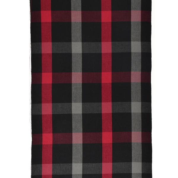 伊勢木綿 洗える着物 反物「格子黒×赤」未仕立て 木綿きもの 日本製