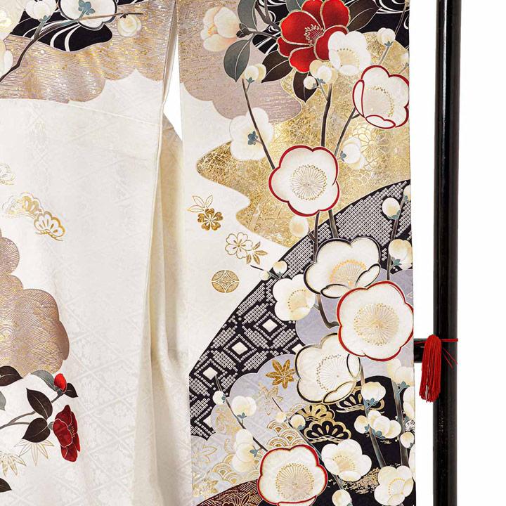 未仕立て 振袖 22点セット「SACRA 白 梅椿に霞」仮絵羽 振り袖 正絹