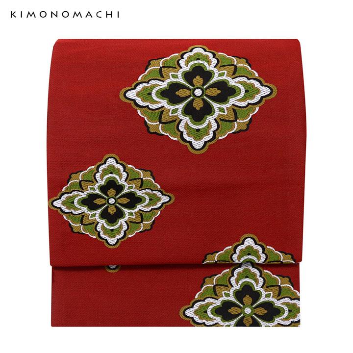 KIMONOMACHI 京袋帯 単品 数量限定 オリジナル「赤 花菱」ポリエステル
