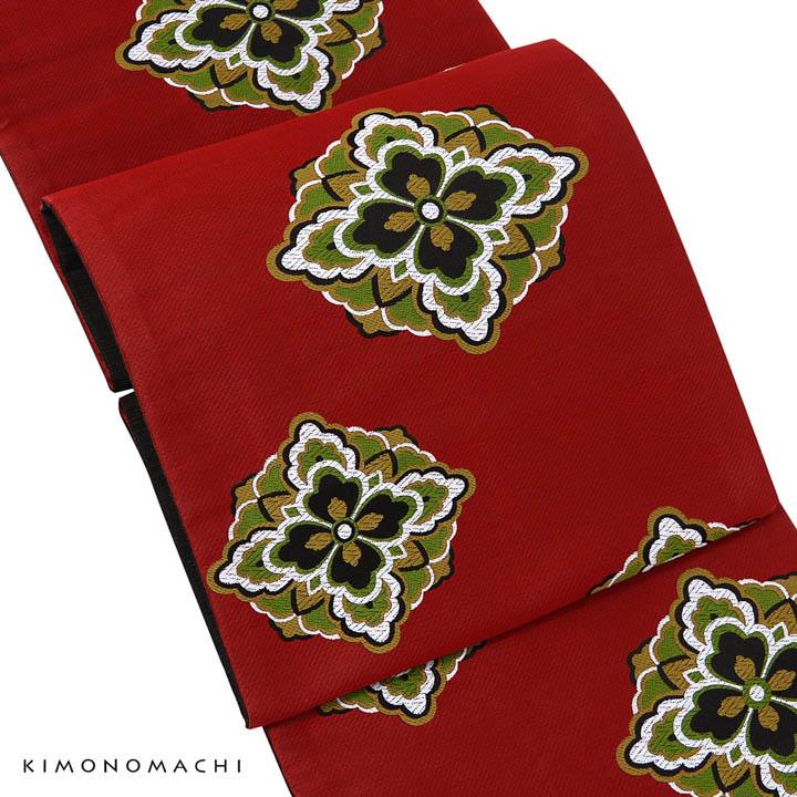 KIMONOMACHI 京袋帯 単品 数量限定 オリジナル「赤 花菱」ポリエステル