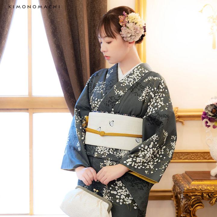 KIMONOMACHI 京袋帯 単品 数量限定 オリジナル「アイボリー ぶち猫と蝶
