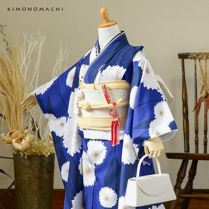 KIMONOMACHI 七五三 7歳 四つ身着物 単品「矢羽根に菊 瑠璃色」女の子