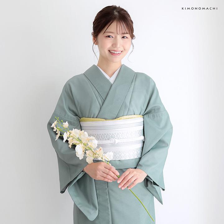 レディース 夏着物 色無地 絽（駒絽）洗える単衣着物 「濃藍・千草色・藤鼠」S/M/L/LL ポリエステル 単衣 涼しい 女性 女着物 茶道 お盆 KIMONOMACHI オリジナルの画像