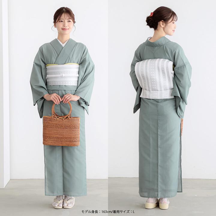 レディース 夏着物 色無地 絽（駒絽）洗える単衣着物 「濃藍・千草色・藤鼠」S/M/L/LL ポリエステル 単衣 涼しい 女性 女着物 茶道 お盆 KIMONOMACHI オリジナルの画像