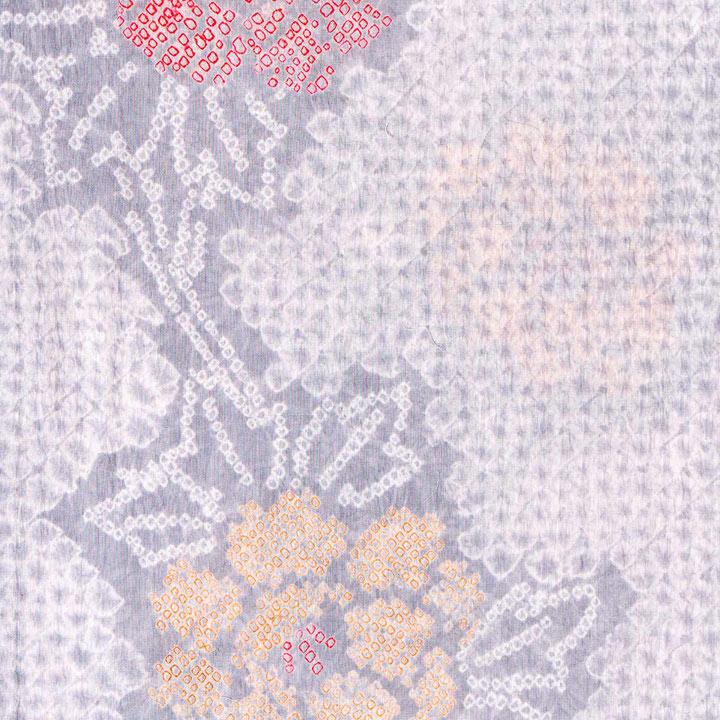 お仕立て上がり絞り浴衣単品 花しぼり「薄紅三浦、牡丹 薄紅×雲鼠