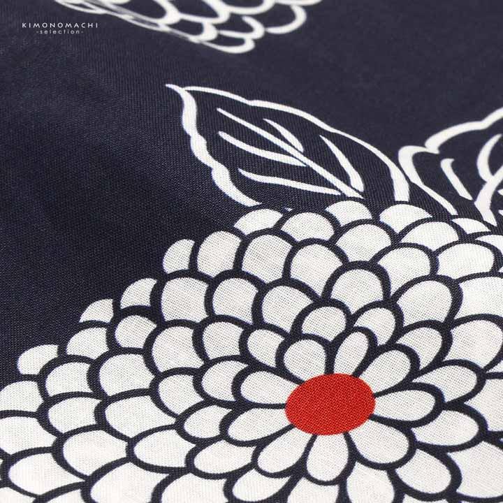 浴衣☆プレタ☆レディース☆菊柄☆綿☆新品☆仕立て上がり☆紺色☆フリー☆裄68cm 浴衣 レディース 女性浴衣 単品「濃紺 鞠菊」Fサイズ 綿浴衣