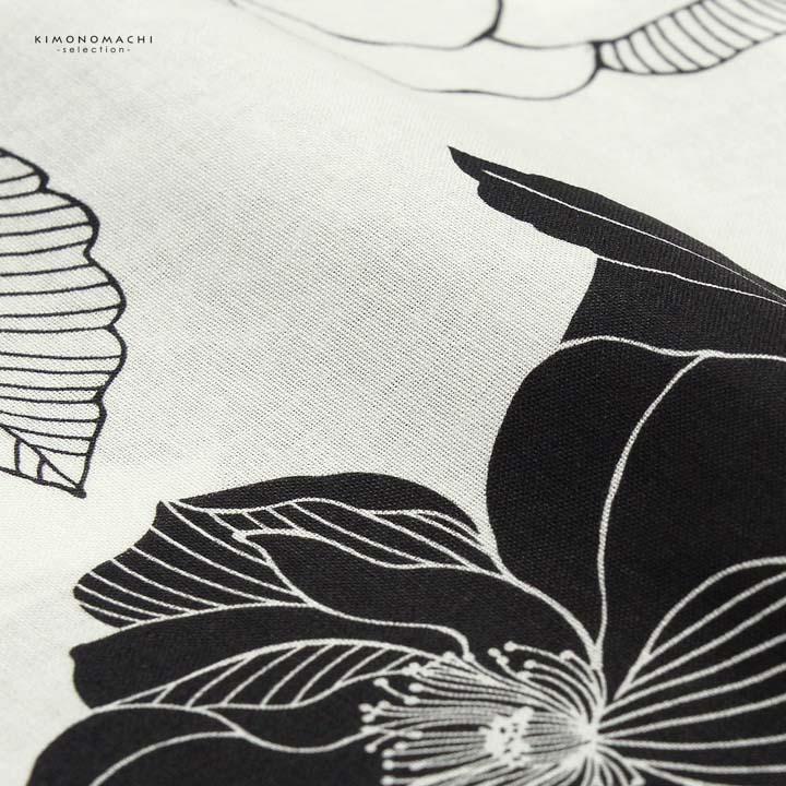 浴衣 レディース 女性浴衣 単品「黒×アイボリー 野ばら」Fサイズ 綿