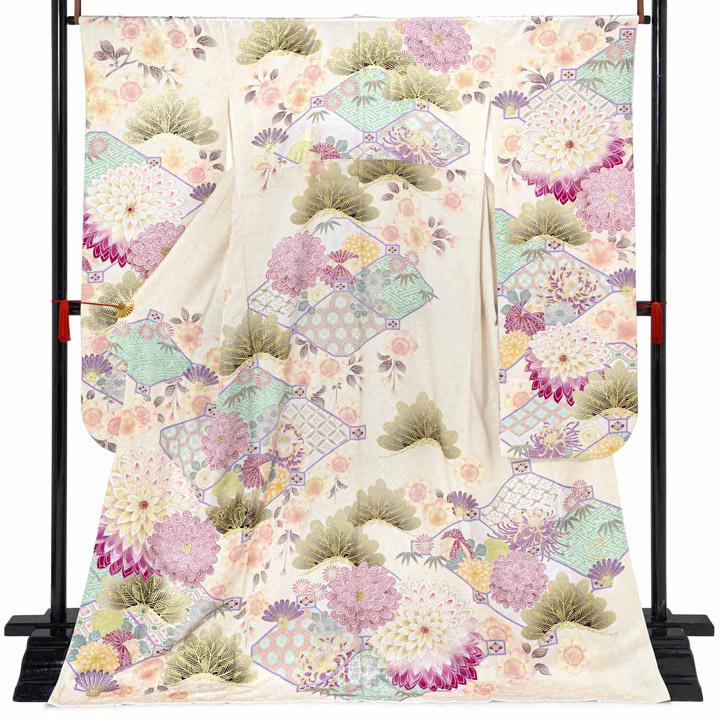 未仕立て 振袖 22点セット「九重×中村里砂 クリーム 蜀江文に菊」仮絵