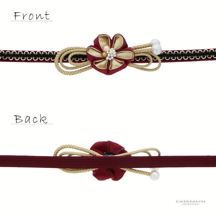帯締め 振袖用 帯〆 正絹 単品 「つまみのお花 ブラック・ホワイト・ワインレッド・ローズミスト・ゴールドベージュ」日本製 成人式 結婚式 振袖(メール便不可) | ブランド登録なし | 16