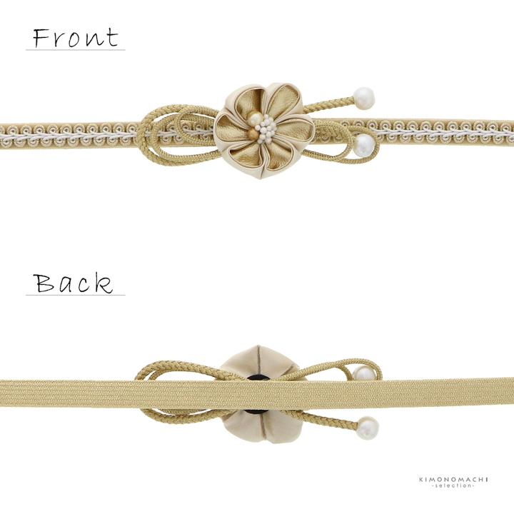 帯締め 振袖用 帯〆 正絹 単品 「つまみのお花 ブラック・ホワイト・ワインレッド・ローズミスト・ゴールドベージュ」日本製 成人式 結婚式 振袖(メール便不可) | ブランド登録なし | 22