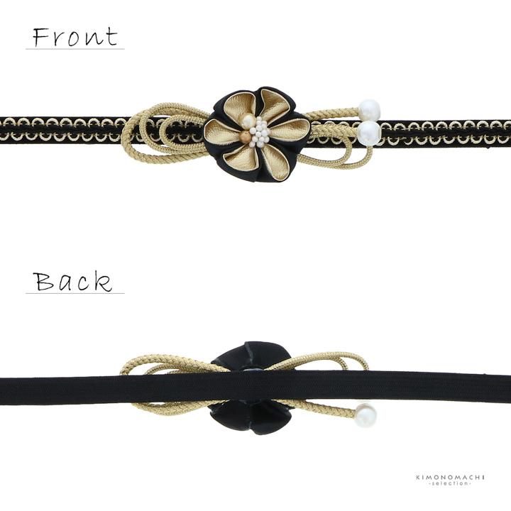 帯締め 振袖用 帯〆 正絹 単品 「つまみのお花 ブラック・ホワイト・ワインレッド・ローズミスト・ゴールドベージュ」日本製 成人式 結婚式 振袖(メール便不可) | ブランド登録なし | 10