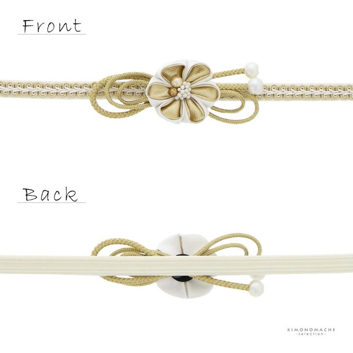 帯締め 振袖用 帯〆 正絹 単品 「つまみのお花 ブラック・ホワイト・ワインレッド・ローズミスト・ゴールドベージュ」日本製 成人式 結婚式 振袖(メール便不可) | ブランド登録なし | 13