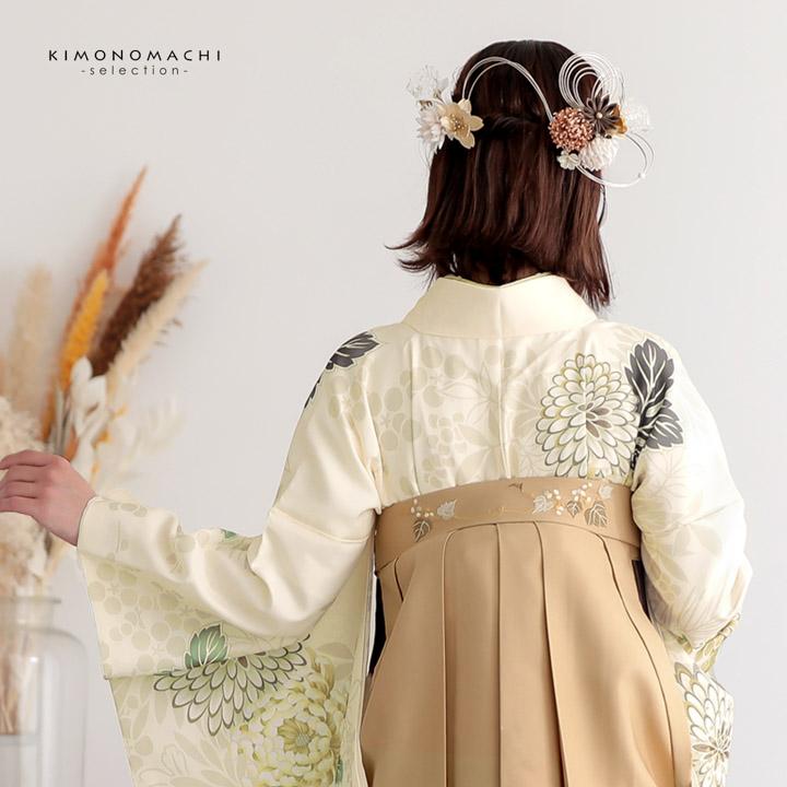 成人式 髪飾り Uピンの5点セット「グレーベージュ 菊と八重桜、水引