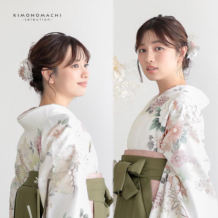 成人式 髪飾り Uピンの7点セット「ダークレッド・ダスティピンク