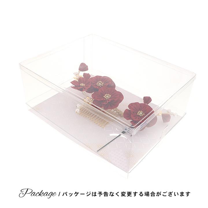 成人式 髪飾り コームとUピンの2点セット「白・赤 八重梅」コーム U