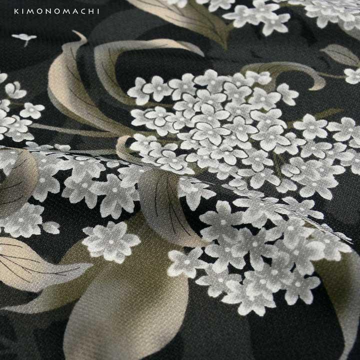 KIMONOMACHI 二尺袖着物 単品「銀木犀 黒色」KIMONOMACHIオリジナル お