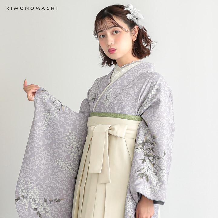 KIMONOMACHI 二尺袖着物 単品「アラベスクに南天 藤色」KIMONOMACHI