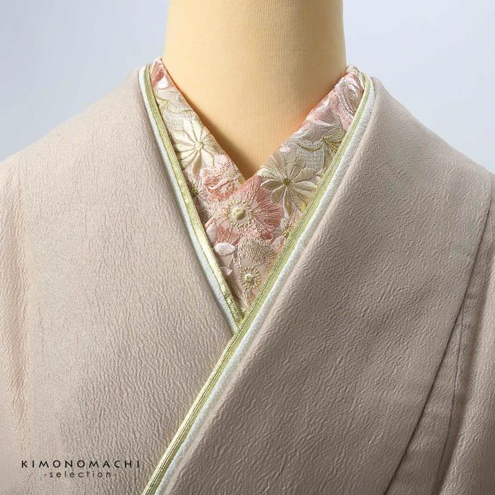 刺繍 半衿 単品 silelly シルエリー「ローズ ミスティピンク」日本製