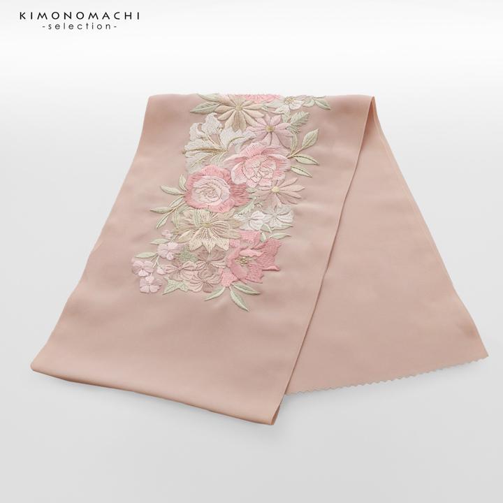 刺繍 半衿 単品 silelly シルエリー「ローズ ミスティピンク」日本製