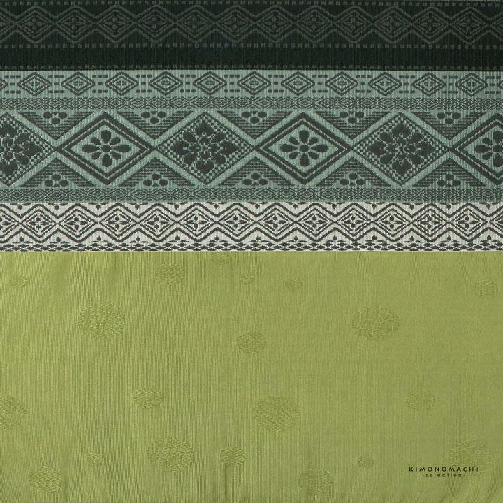 半幅帯 単品 帯 百華(MOMOKA)「ダークグリーン 菱幾何学」日本製 半巾