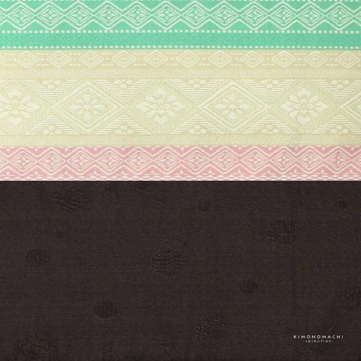 五月堂　ハミングバード半幅帯単品 半幅帯 単品 帯 百華(MOMOKA)「ミント×白×ピンク 菱幾何学」日本製