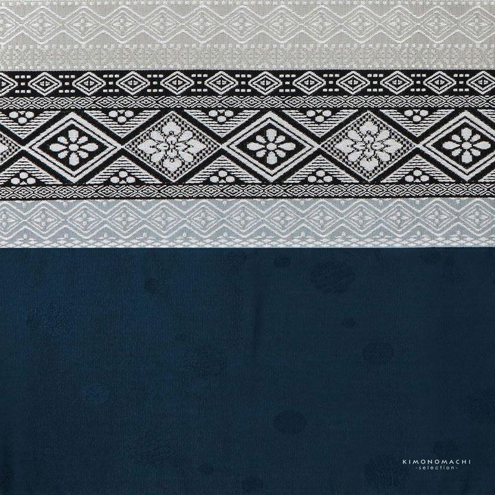 半幅帯 単品 帯 百華(MOMOKA)「グレー×ブラック 菱幾何学」日本製 半巾帯 ポリエステル帯 レディース 女性用 カジュアル 着物【メール便不可】 半幅帯 単品 帯 百華(MOMOKA)「グレー×ブラック 菱幾何学」日本製 半巾