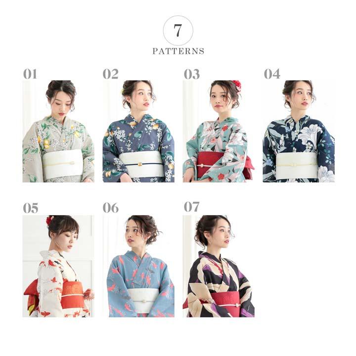 KIMONOMACHI 浴衣セット レディース 浴衣3点セット（浴衣＋帯＋